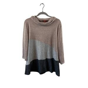 Amana Tri-Color Cowl Neck 3/4 Sleeve Blouse Size 1X
